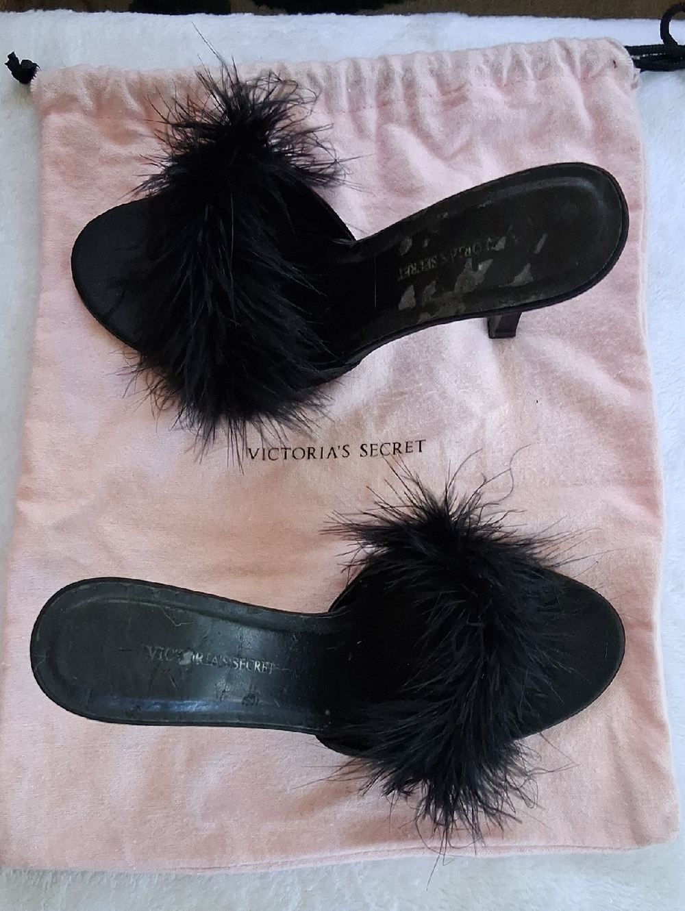 Victoria's Secret Black Feather Slide Mules